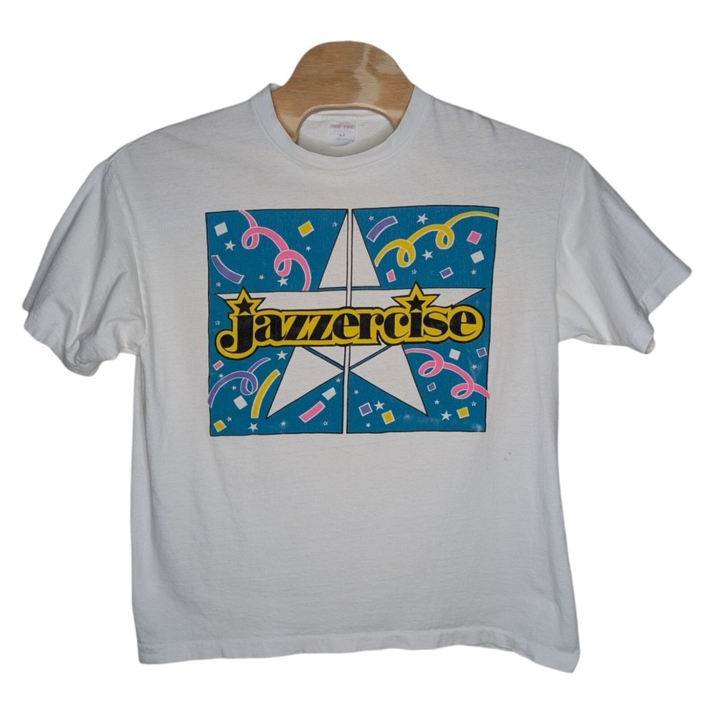 Vintage Jazzercise 80s T Shirt Size XL Softee Single Stitch Made In‎ USA Workout
